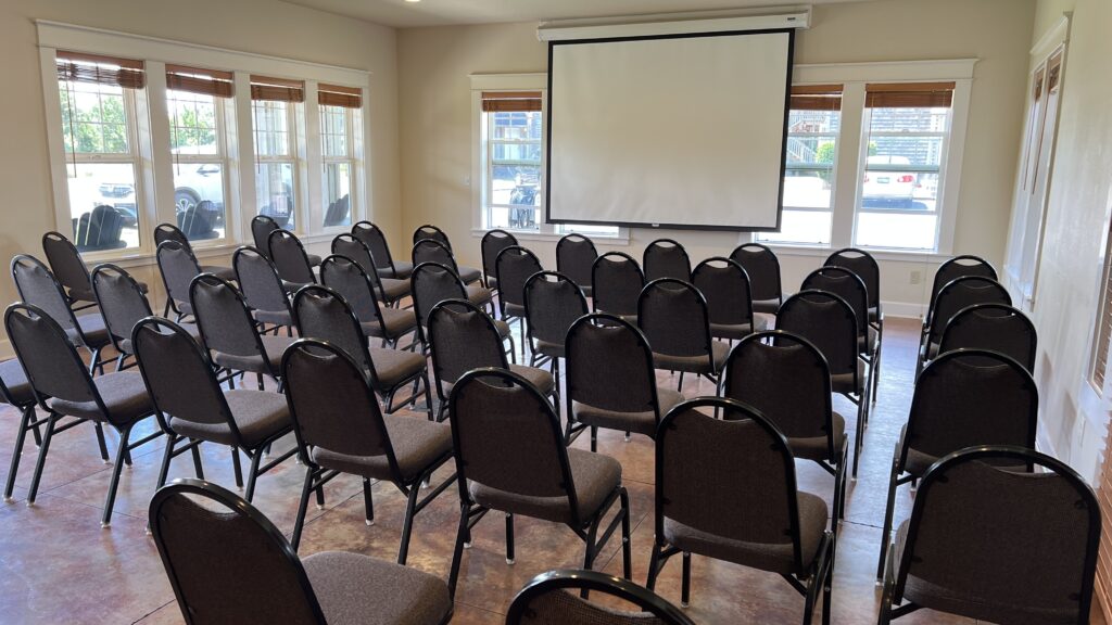 conference set up for 43 people in classroom style
